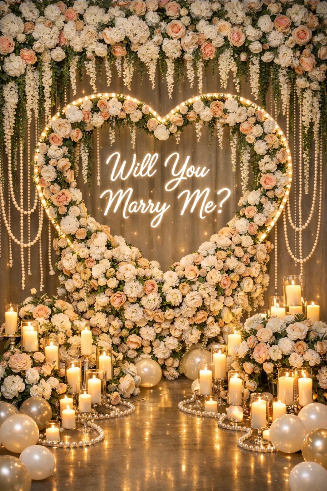 Floral Heart Proposal Decor
